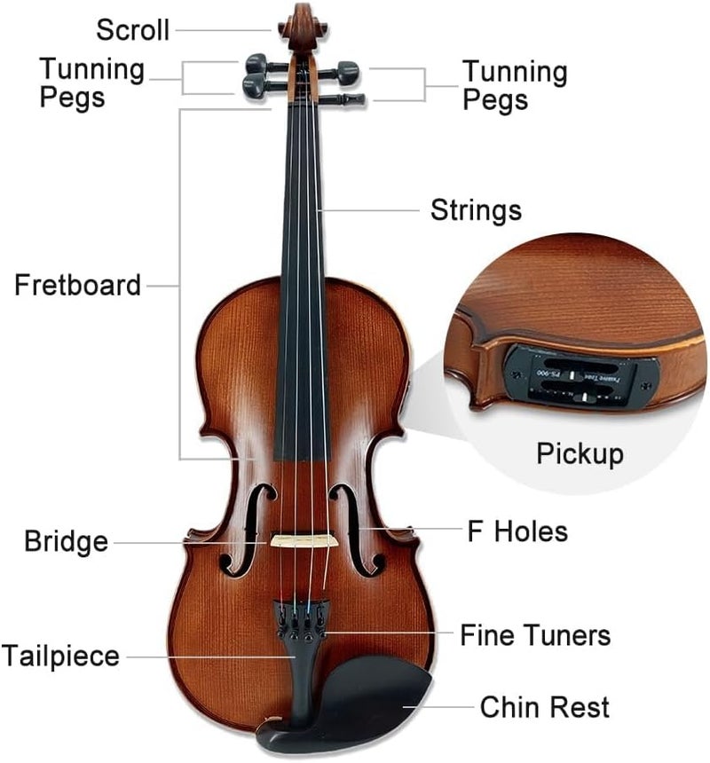 YoungMonic Electric Violin 4/4 Full Size Left Handed Violin For Beginners with Extra Strings Case and Bow Designed Fashioned From Maple and Spruce - Image 2